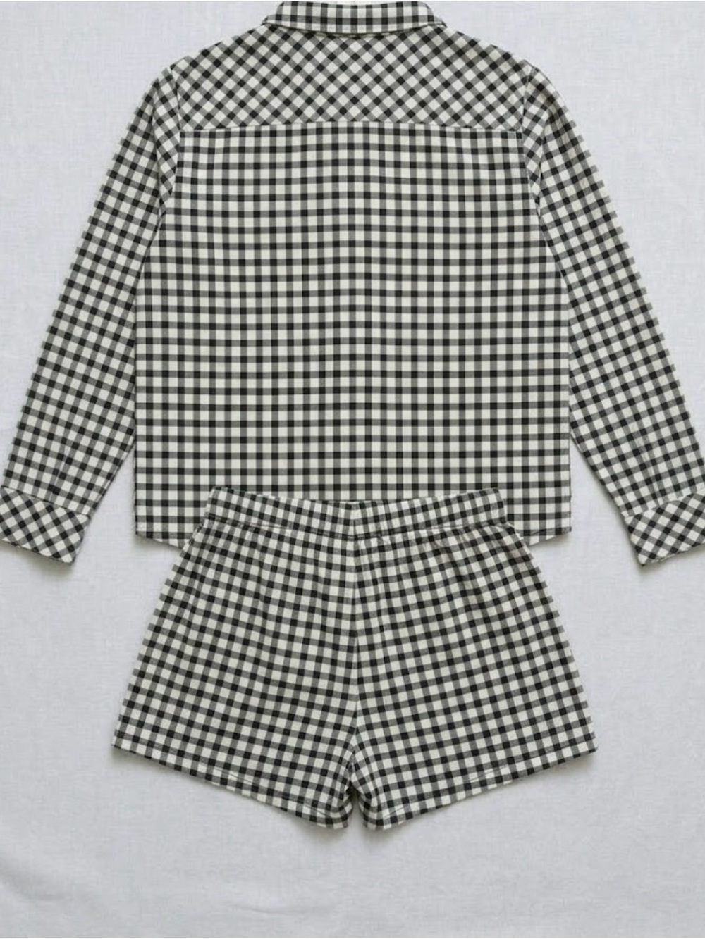 Auden Black & White Gingham 2-Piece Button-Front Pajama Set - Picture 4 of 5